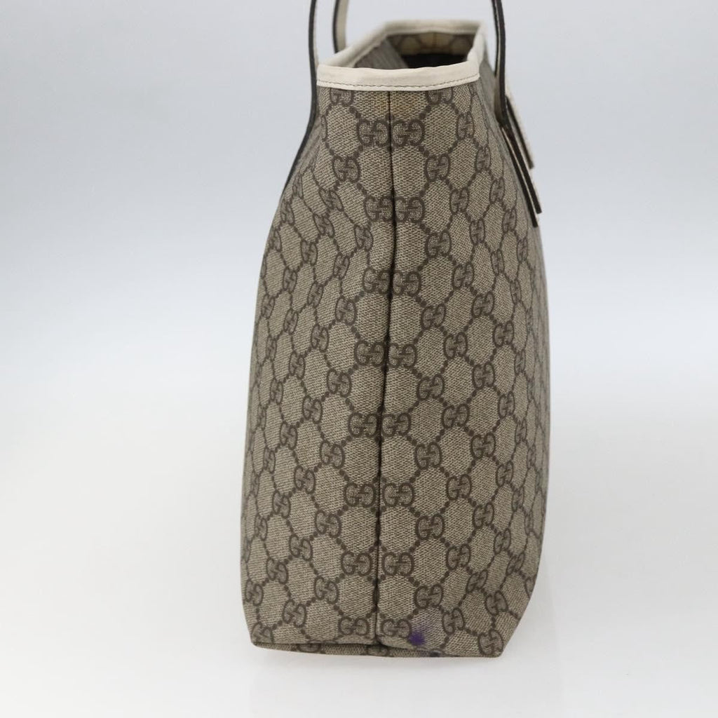 Gucci Plus Tote Gg Coated Canvas With Leather Beige Canvas Tote Bag Bag (Pre-Owned)