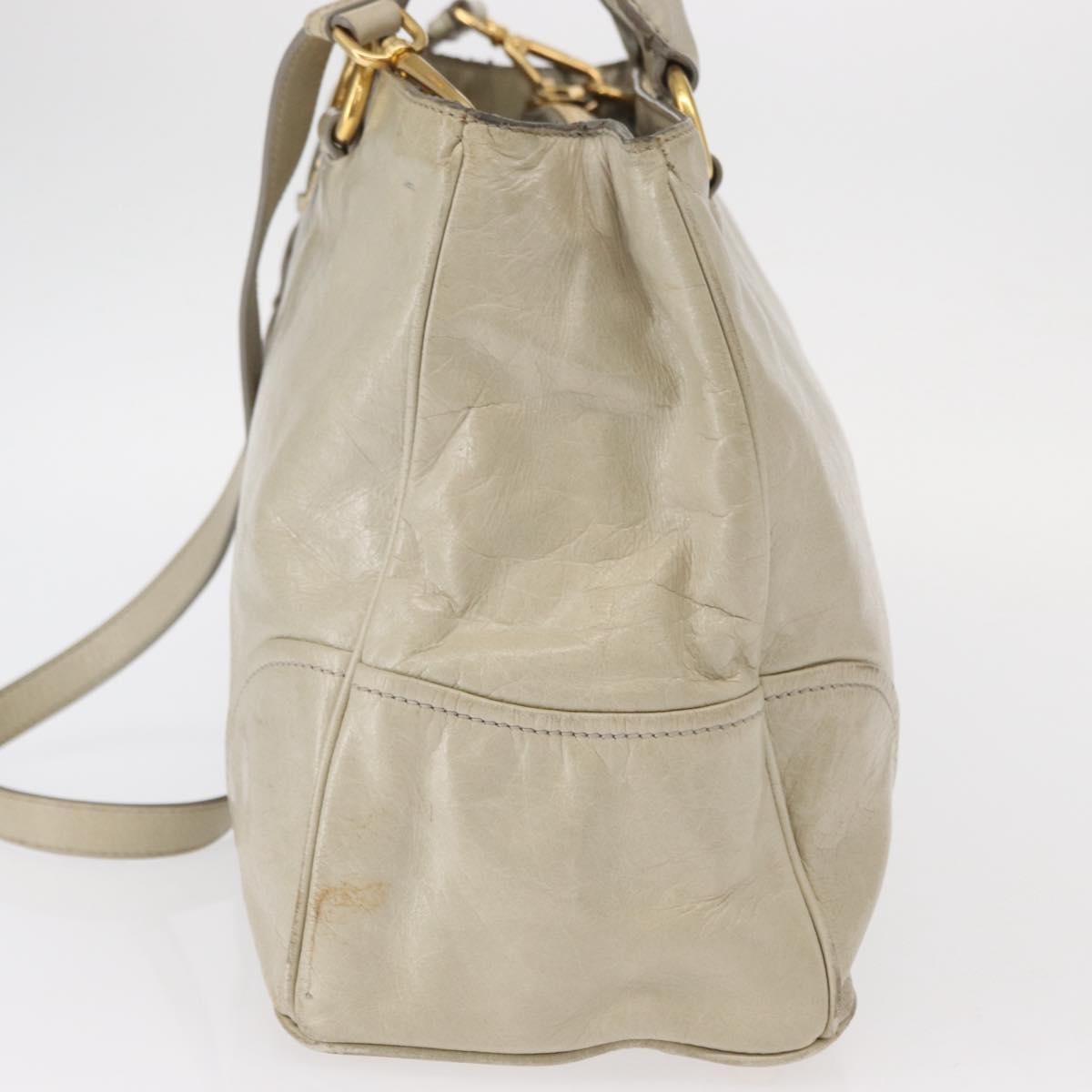 Prada Tote Vitello Daino Vitello Daino Beige Leather Handbag (Pre-Owned)