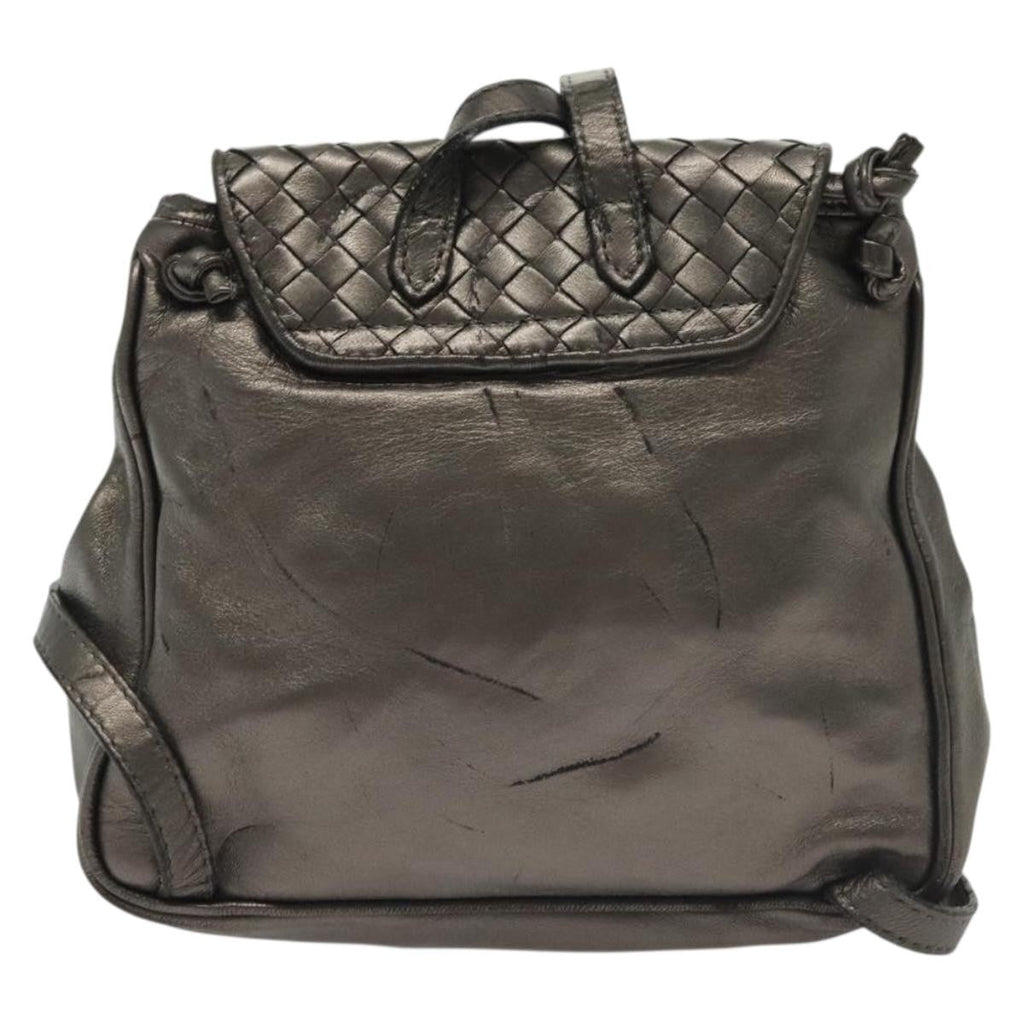 Bottega Veneta Intrecciato Backpack Patent Leather Metallic Leather Backpack Bag (Pre-Owned)
