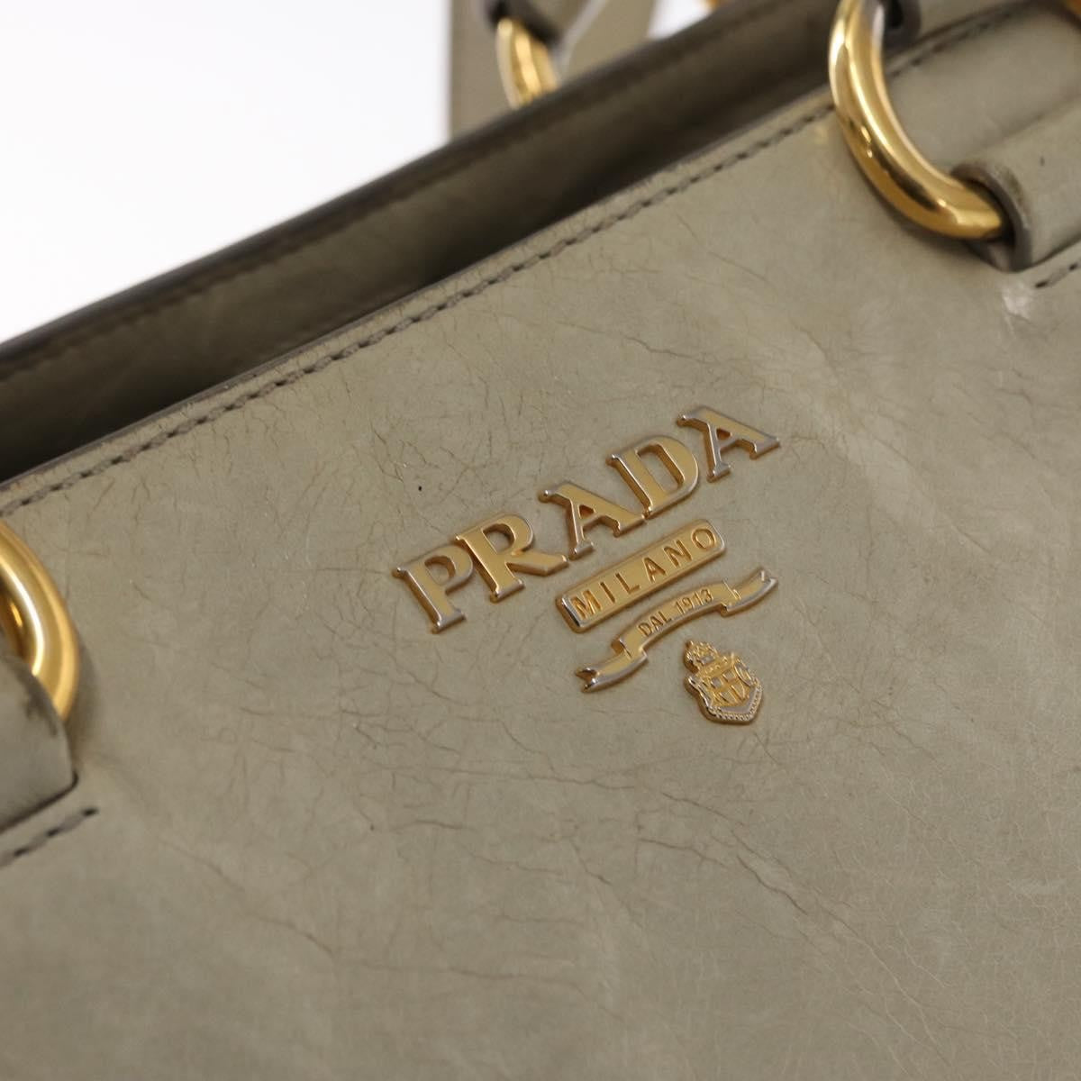 Prada Tote Vitello Daino Vitello Daino Beige Leather Handbag (Pre-Owned)