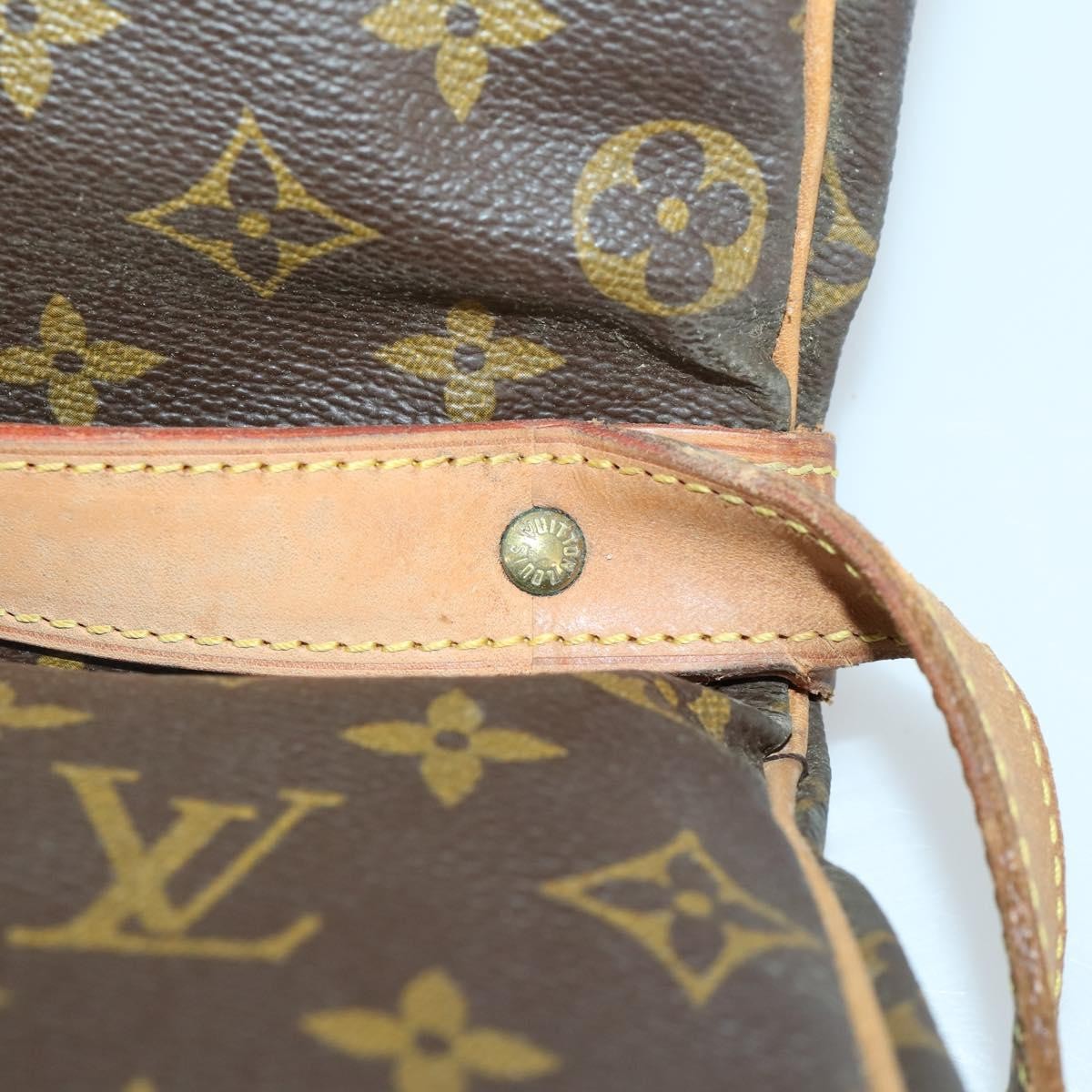 Louis Vuitton Saumur Handbag Monogram Canvas Brown Canvas Shoulder Bag Bag (Pre-Owned)