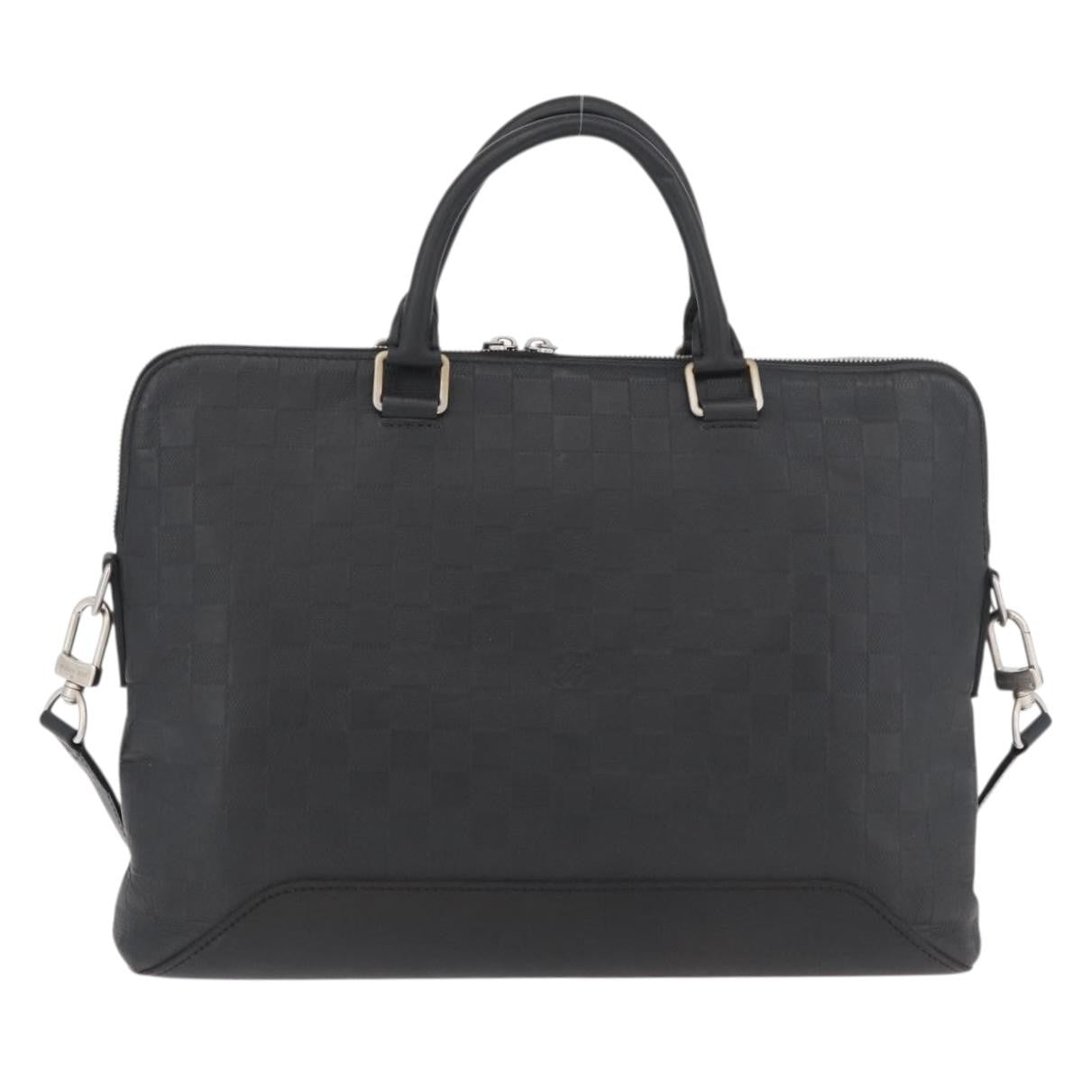 Louis Vuitton Avenue Soft Briefcase Damier Infini Leather Black Leather Briefcase Bag (Pre-Owned)