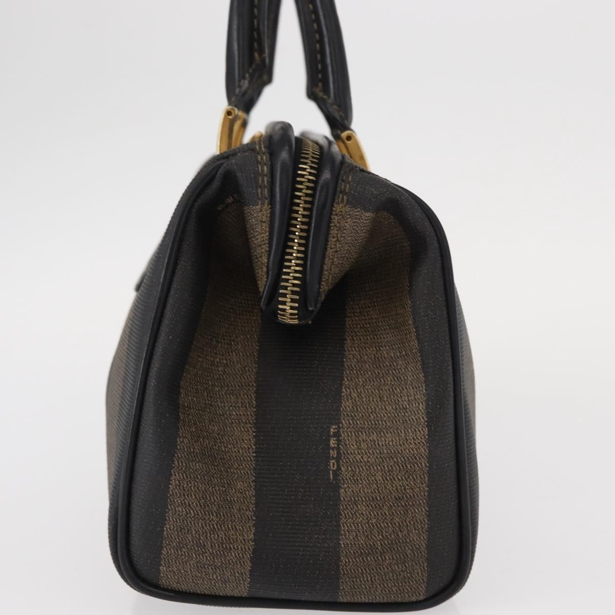 Fendi Vintage Pequin Convertible Boston Bag Coated Canvas Brown Canvas Travel Bag Bag (Pre-Owned)