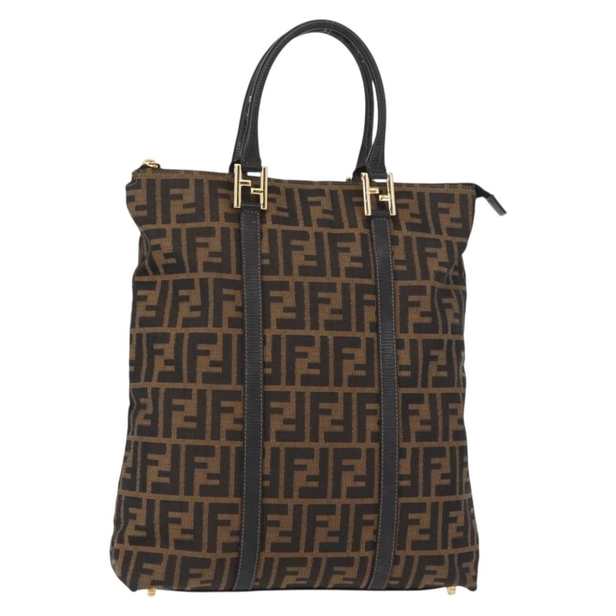 Fendi Zucca Tote Bag Canvas Black Canvas Tote Bag Bag (Pre-Owned)
