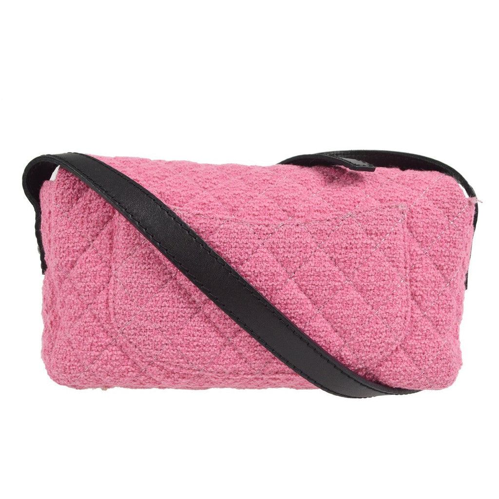 Chanel Easy Reissue Messenger Flap Bag Quilted Tweed Pink Tweed Shoulder Bag Bag (Pre-Owned)