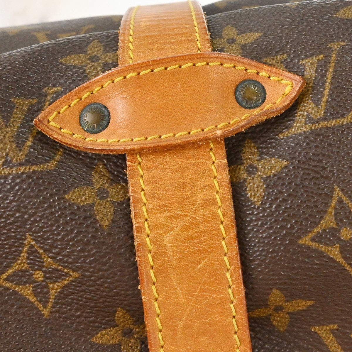 Louis Vuitton Saumur Handbag Monogram Canvas Brown Canvas Shoulder Bag Bag (Pre-Owned)