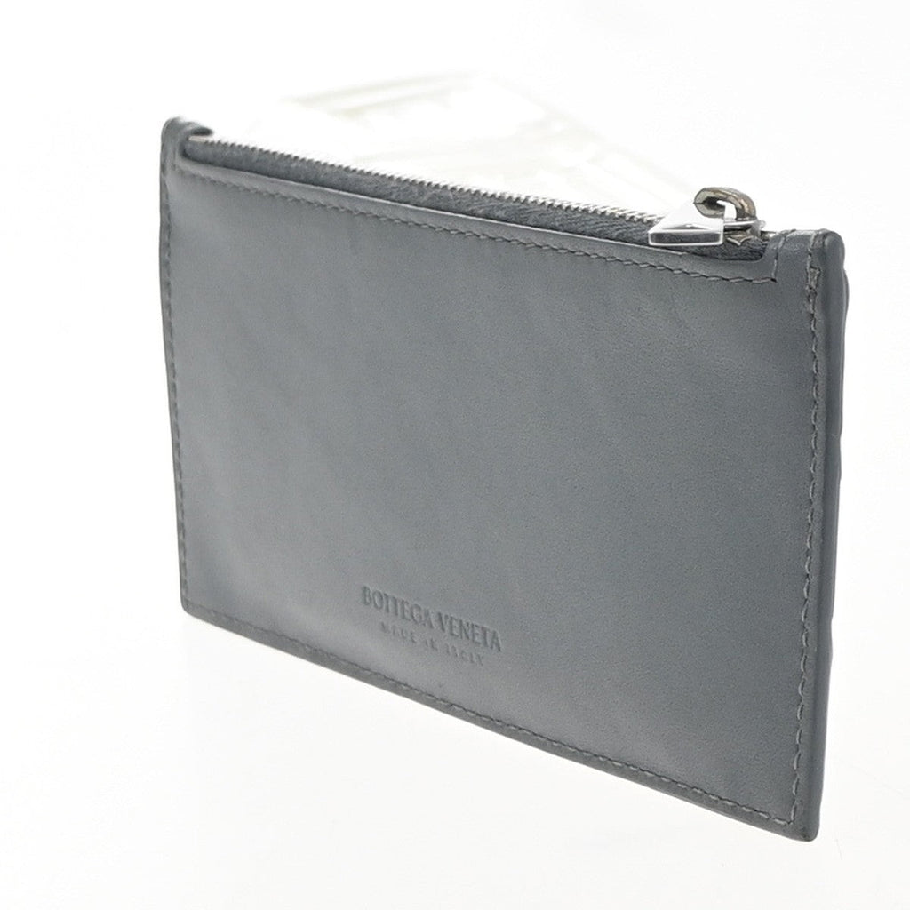 Bottega Veneta Zipped Card Holder Intrecciato Leather Gray Leather Wallets Accessory (Pre-Owned)