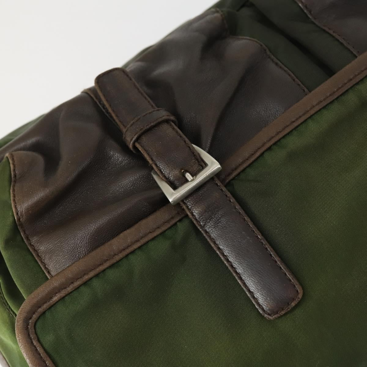 Prada Vintage Shoulder Bag Nylon And Leather Green Nylon Shoulder Bag Bag (Pre-Owned)