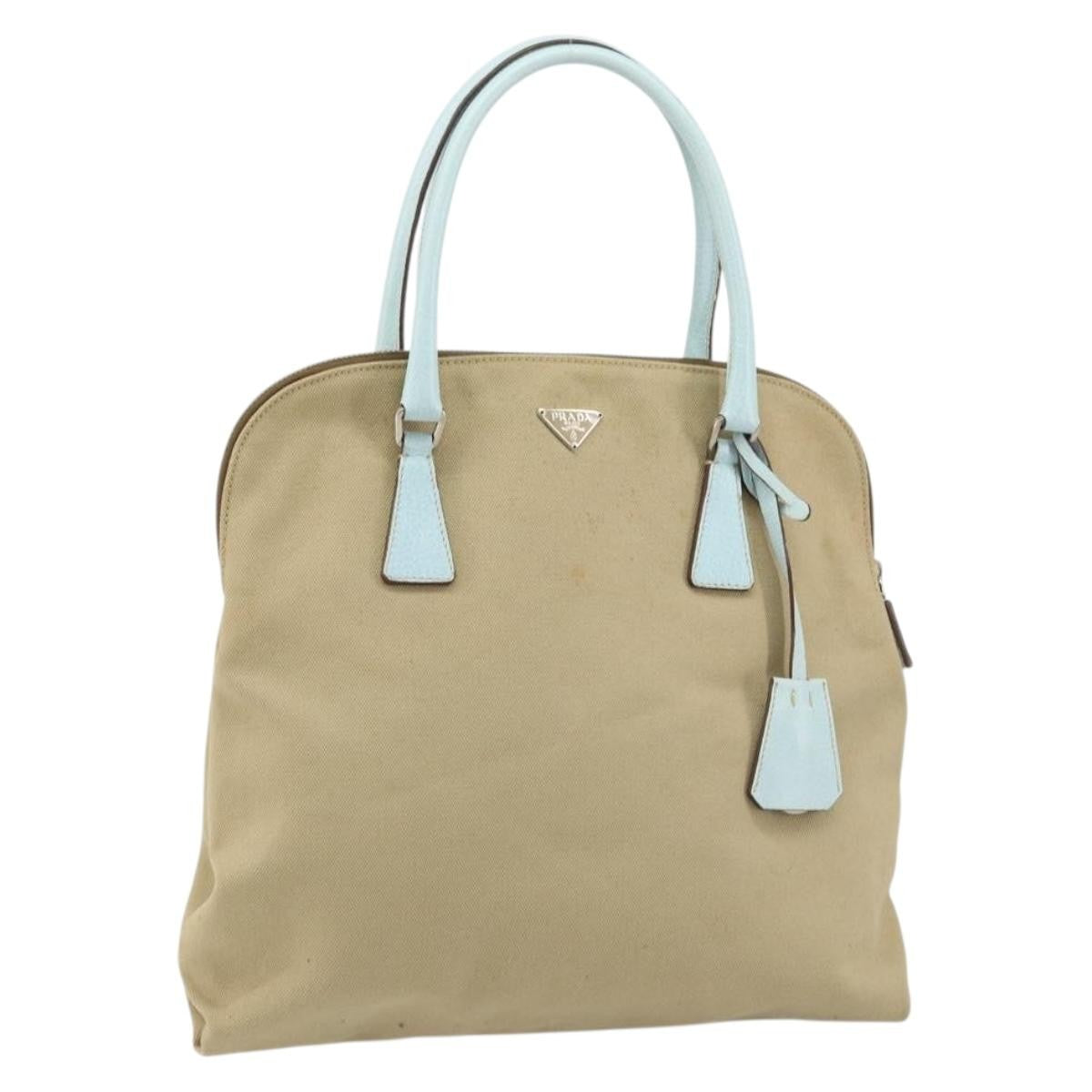 Prada Vintage Handbag Canvas Beige Canvas Handbag (Pre-Owned)