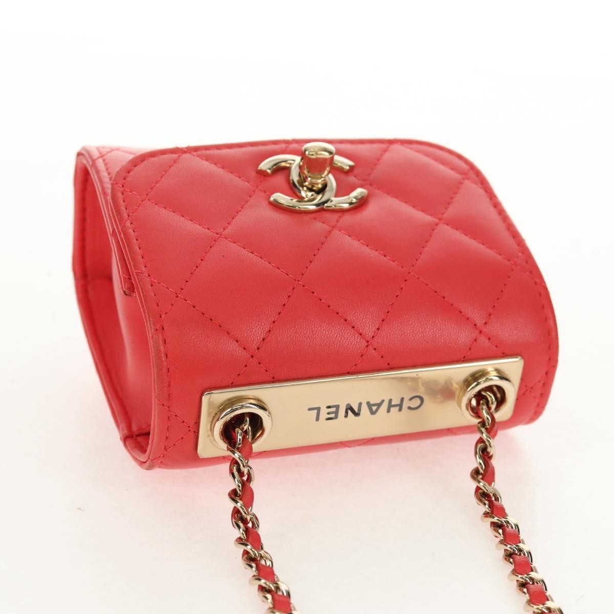 Chanel Trendy Cc Clutch With Chain Quilted Lambskin Red Leather Clutche & Pouche Bag (Pre-Owned)