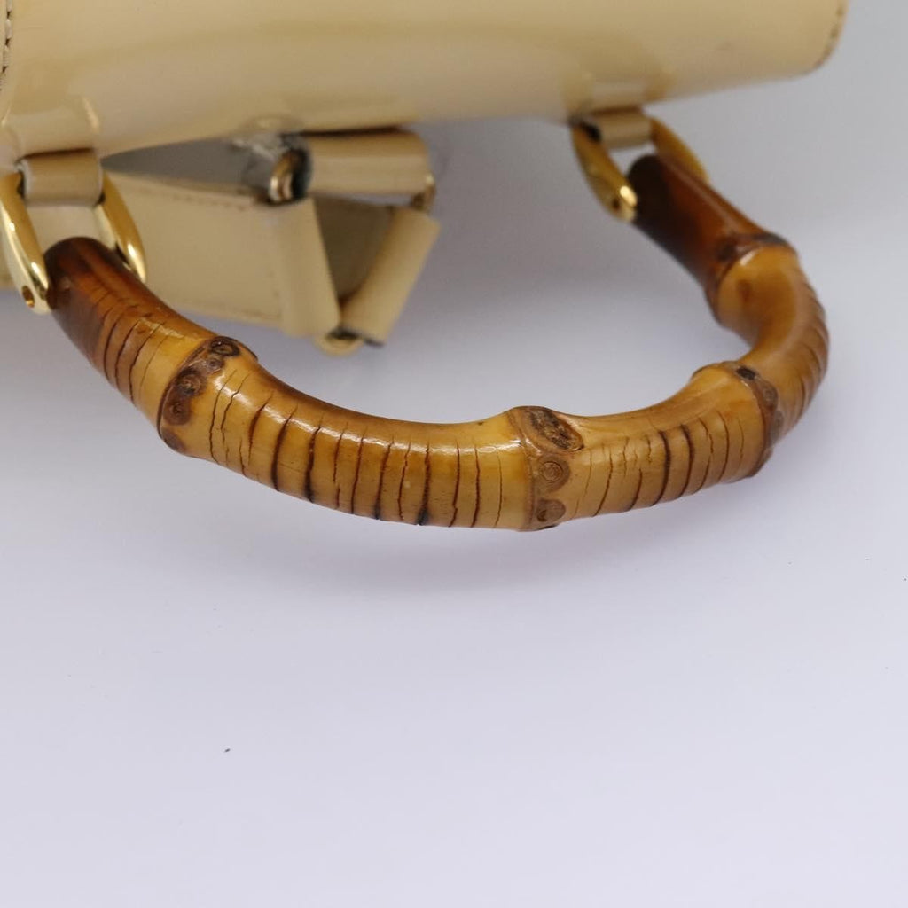 Gucci Vintage Bamboo Backpack Patent Beige Patent_Leather Backpack Bag (Pre-Owned)