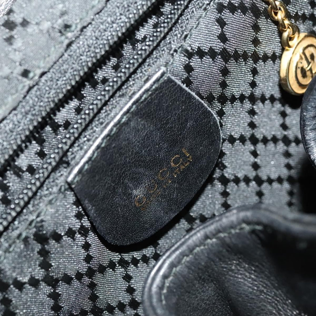 Gucci Vintage Bamboo Backpack Leather Black Leather Backpack Bag (Pre-Owned)