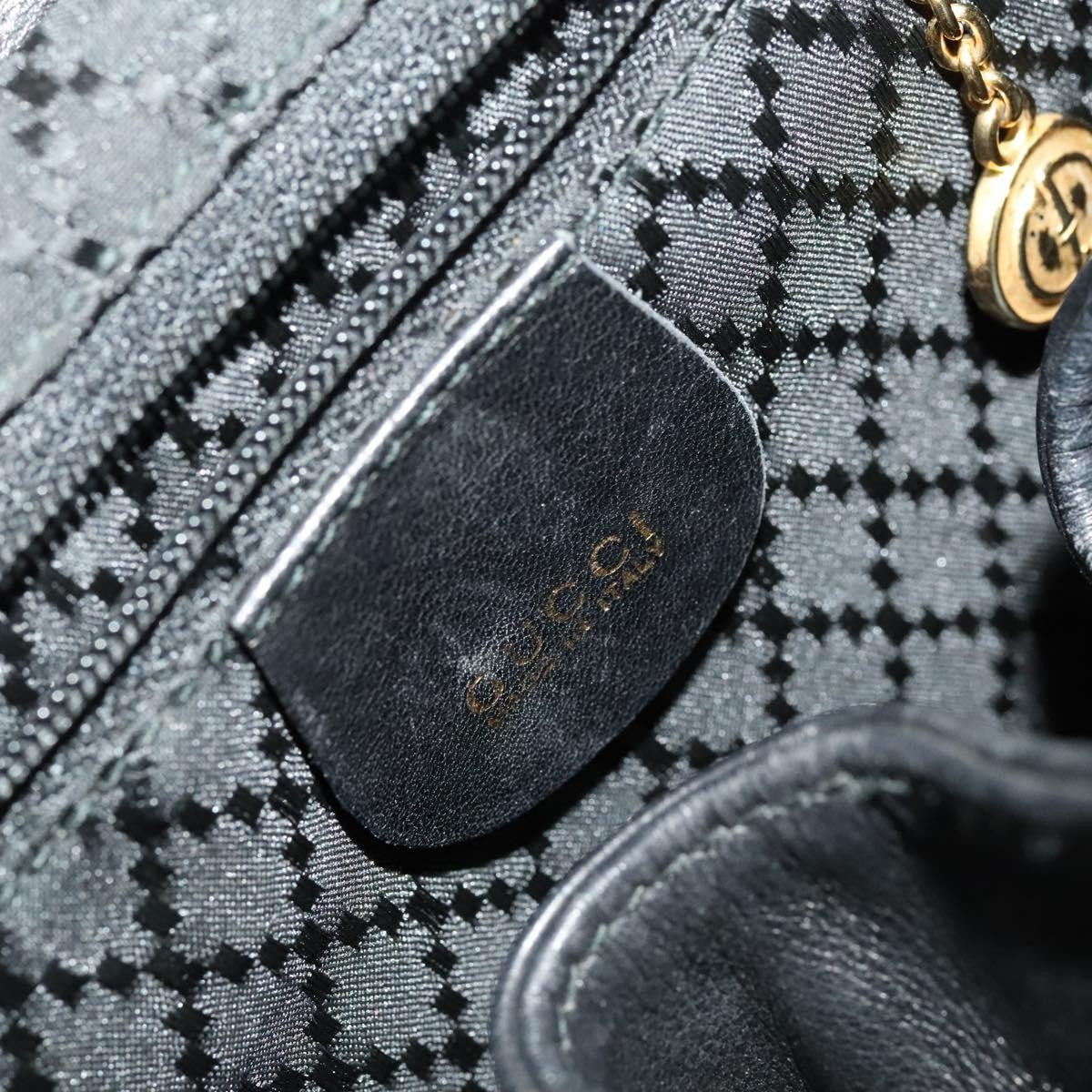 Gucci Vintage Bamboo Backpack Leather Black Leather Backpack Bag (Pre-Owned)
