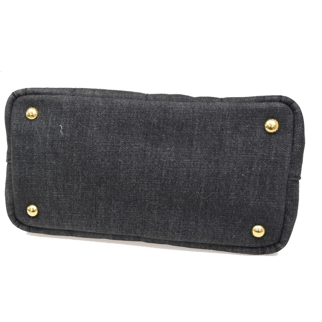 Prada Canapa Convertible Tote Denim Black Denim_Jeans Tote Bag Bag (Pre-Owned)