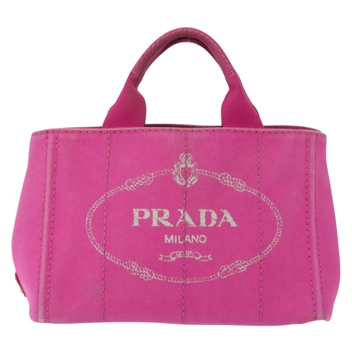 Prada Canapa Tote Canvas Pink Canvas Tote Bag Bag (Pre-Owned)