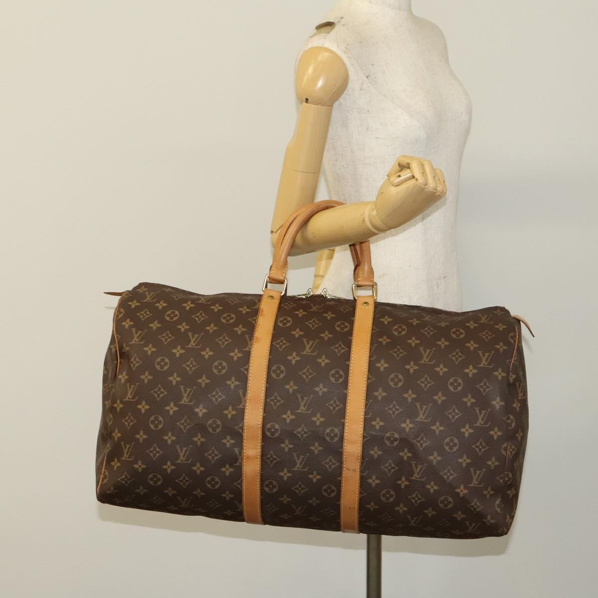 Louis Vuitton Keepall Bag Monogram Canvas Brown Canvas Travel Bag Bag (Pre-Owned)