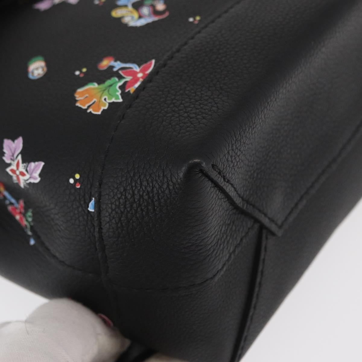 Louis Vuitton Lockme Backpack Floral Printed Leather Black Leather Backpack Bag (Pre-Owned)