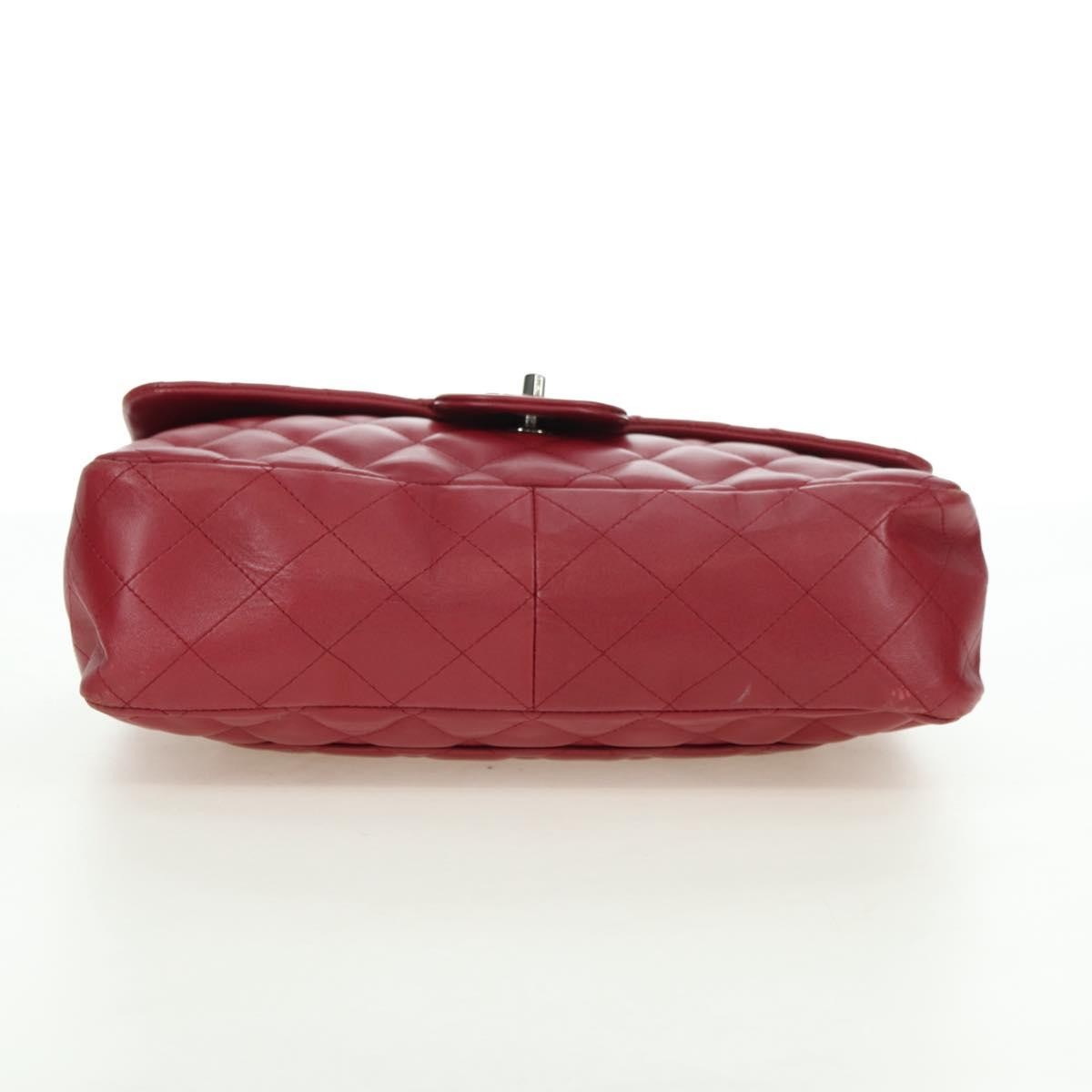 Chanel Classic Single Flap Bag Quilted Lambskin Red Leather Shoulder Bag Bag (Pre-Owned)