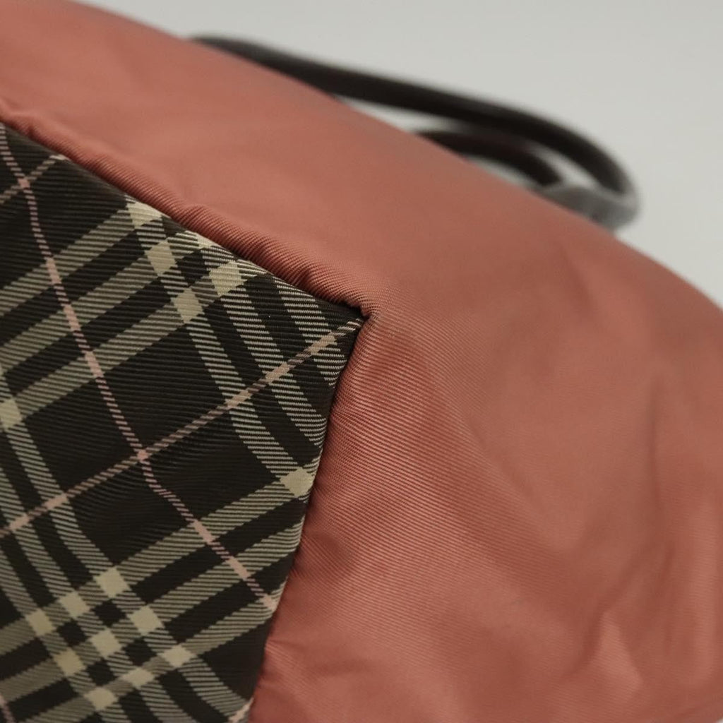 Burberry Nova Check Blue Label Nylon Pink Nylon Handbag (Pre-Owned)