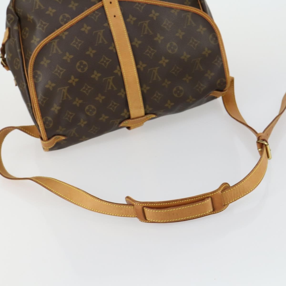 Louis Vuitton Saumur Handbag Monogram Canvas Brown Canvas Shoulder Bag Bag (Pre-Owned)