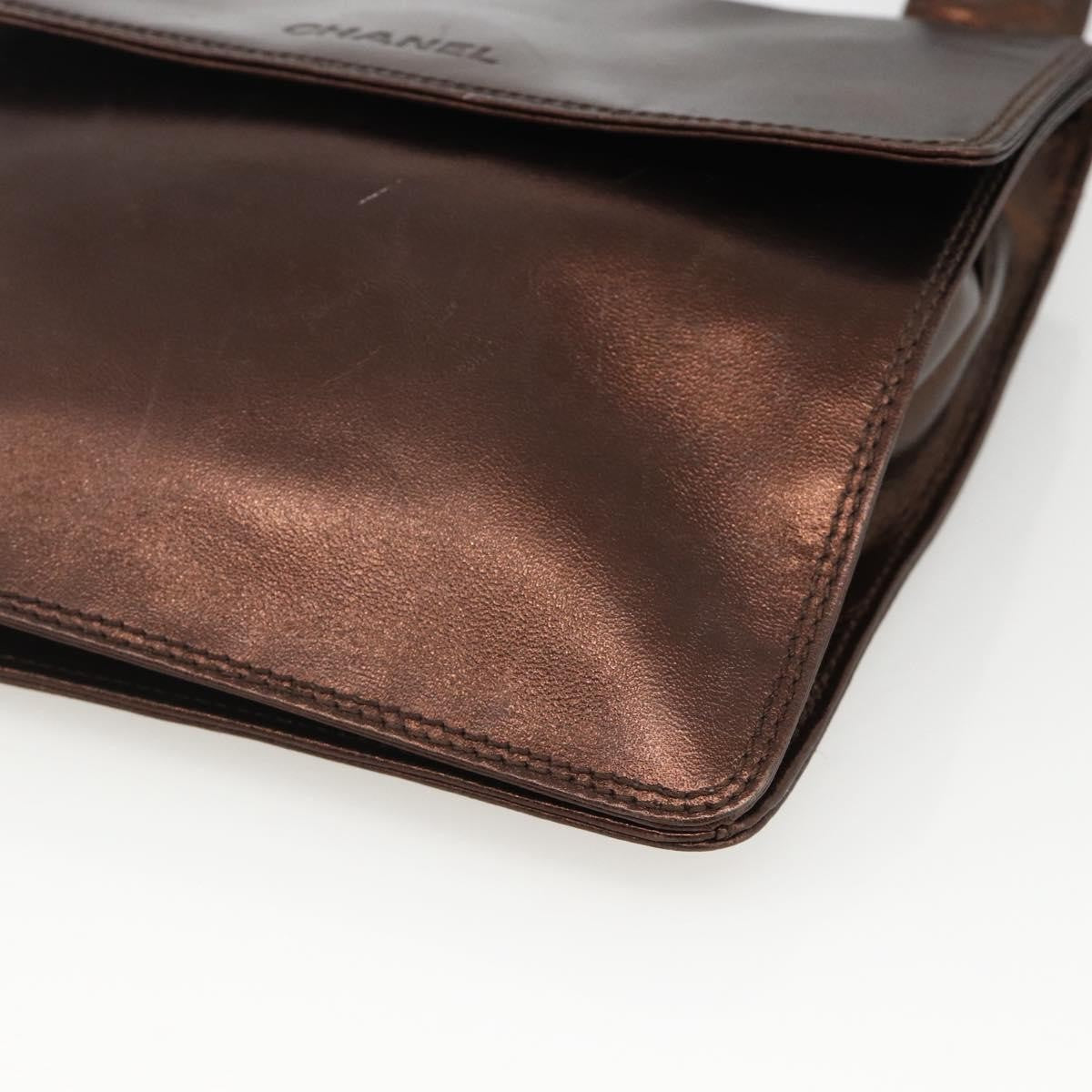 Chanel Vintage Logo Flap Messenger Bag Leather Brown Leather Shoulder Bag Bag (Pre-Owned)