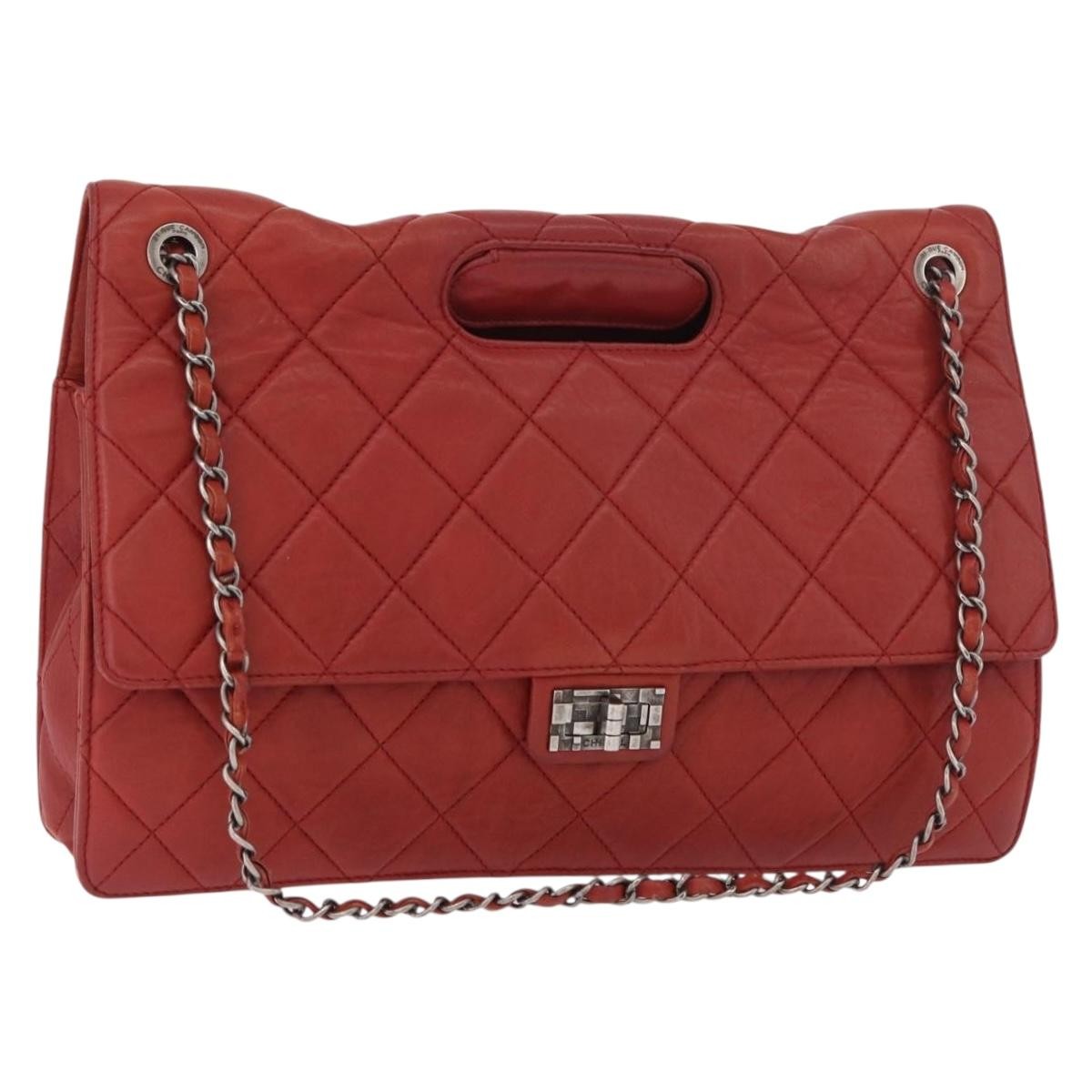 Chanel 2.55 Shoulder Bag Leather Red Leather Handbag (Pre-Owned)