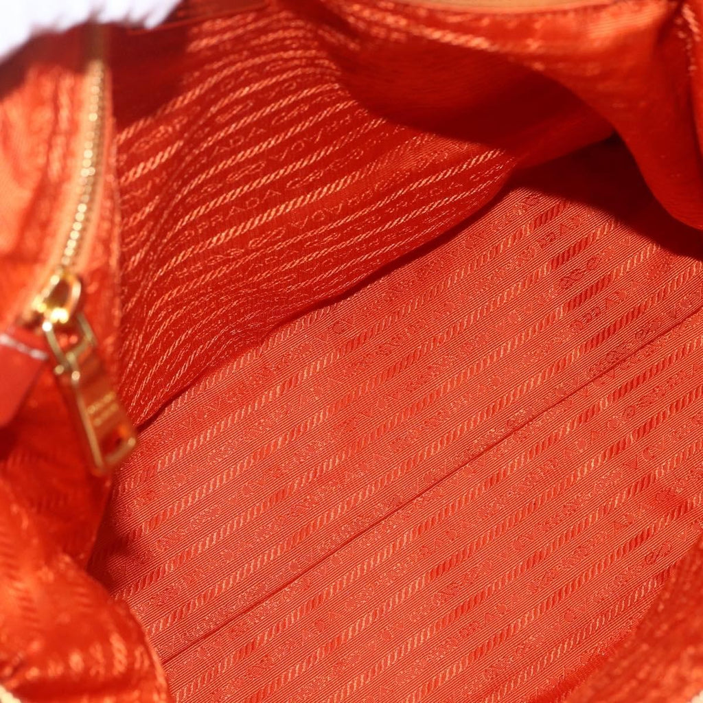 Prada Convertible Flap Tote Tessuto And Saffiano Leather Orange Nylon Tote Bag Bag (Pre-Owned)