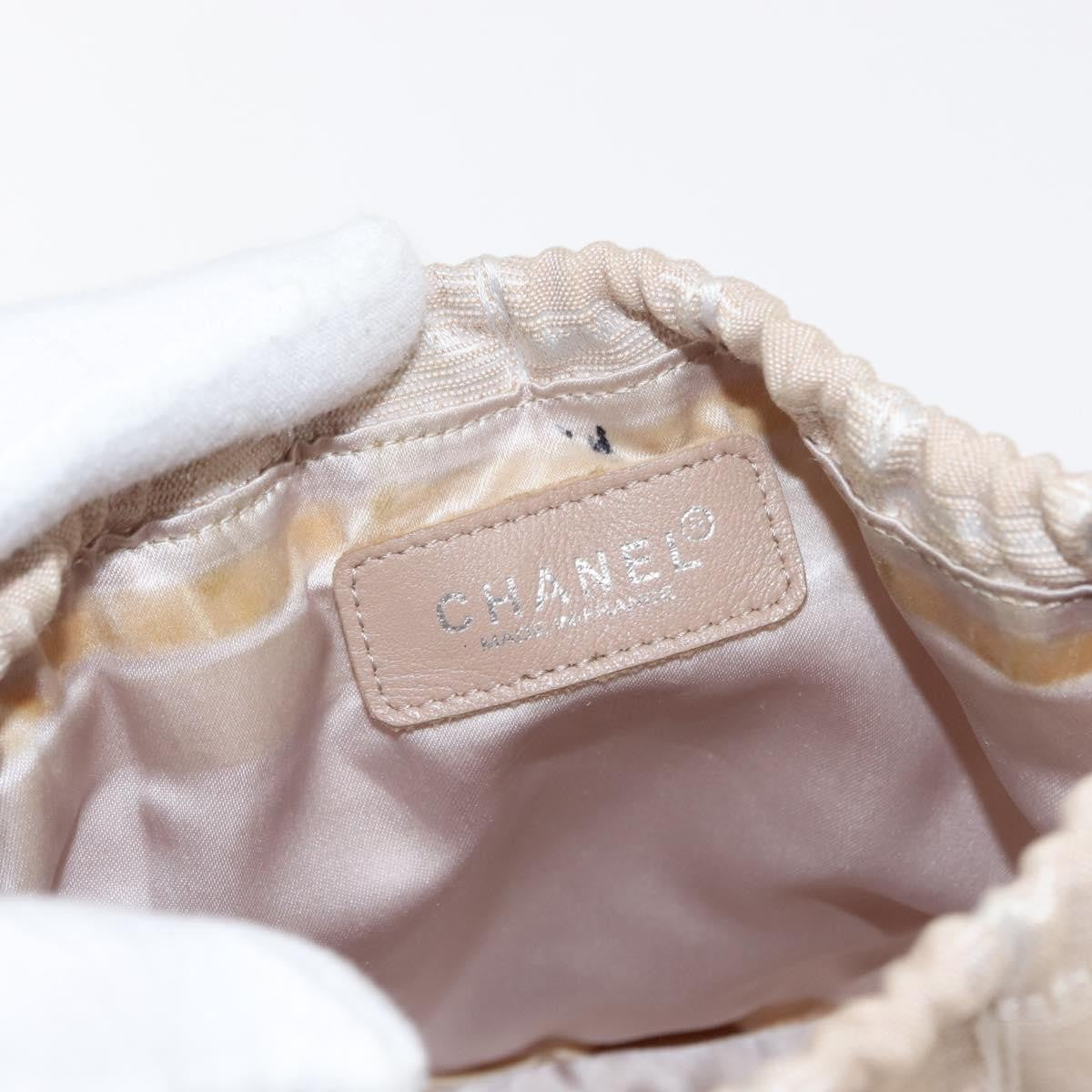 Chanel Travel Line Pouch Nylon Beige Nylon Clutche & Pouche Bag (Pre-Owned)