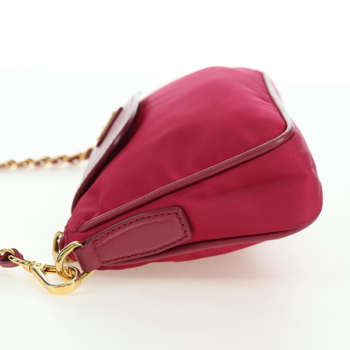 Prada Chain Crossbody Bag Tessuto And Saffiano Leather Pink Nylon Shoulder Bag Bag (Pre-Owned)