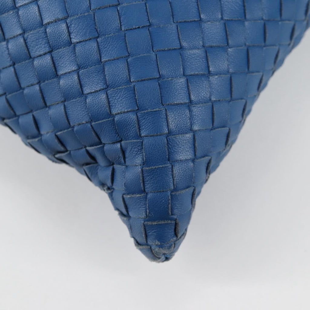 Bottega Veneta Flat Messenger Bag Intrecciato Nappa Blue Leather Shoulder Bag Bag (Pre-Owned)