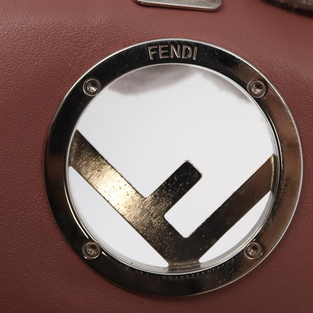Fendi F Is Fendi Wallet On Chain Leather Pink Leather Shoulder Bag Bag (Pre-Owned)