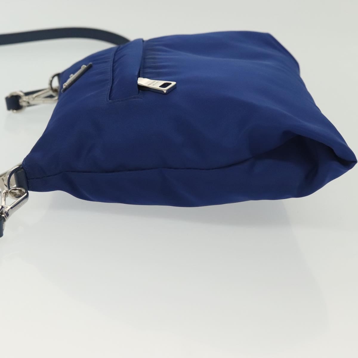 Prada Flat Messenger Tessuto With Leather Blue Nylon Shoulder Bag Bag (Pre-Owned)