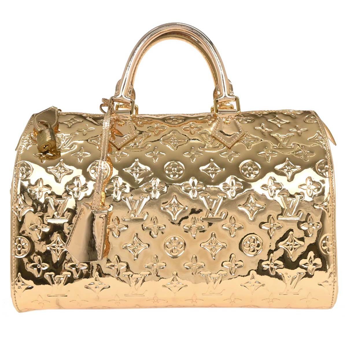 Louis Vuitton Speedy Handbag Monogram Miroir Pvc Gold Canvas Handbag (Pre-Owned)