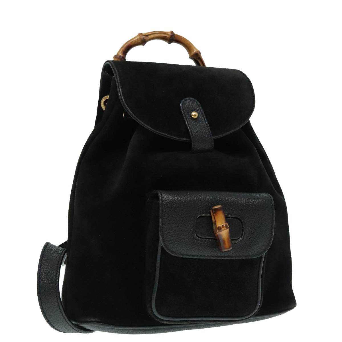 Gucci Gucci Bamboo Backpack Daim Black Suede Backpack Bag (Pre-Owned)