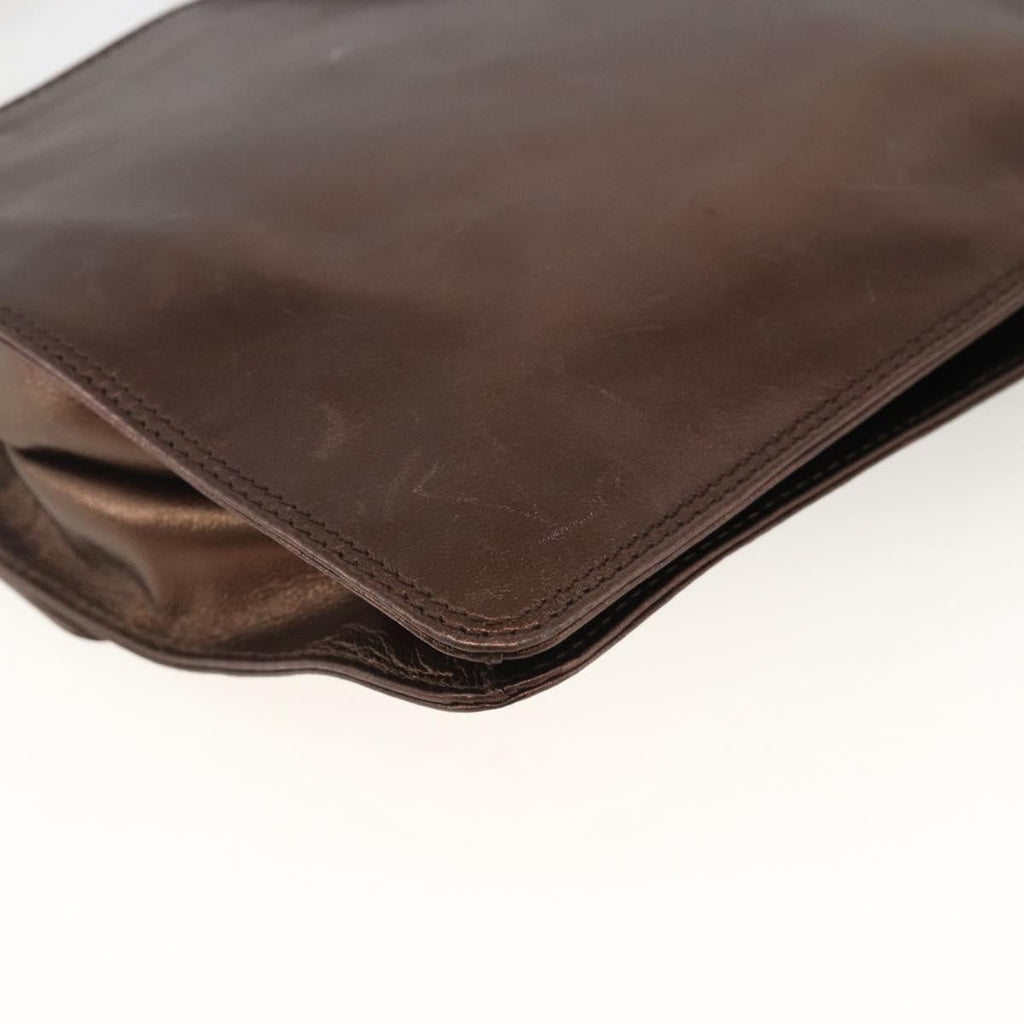 Chanel Vintage Logo Flap Messenger Bag Leather Brown Leather Shoulder Bag Bag (Pre-Owned)