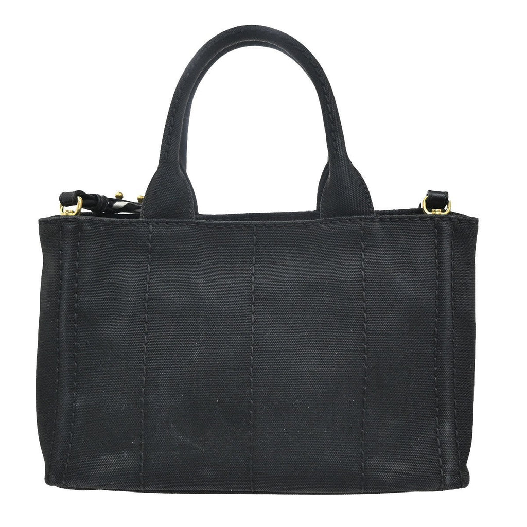 Prada Canapa Convertible Tote Canvas Black Canvas Tote Bag Bag (Pre-Owned)