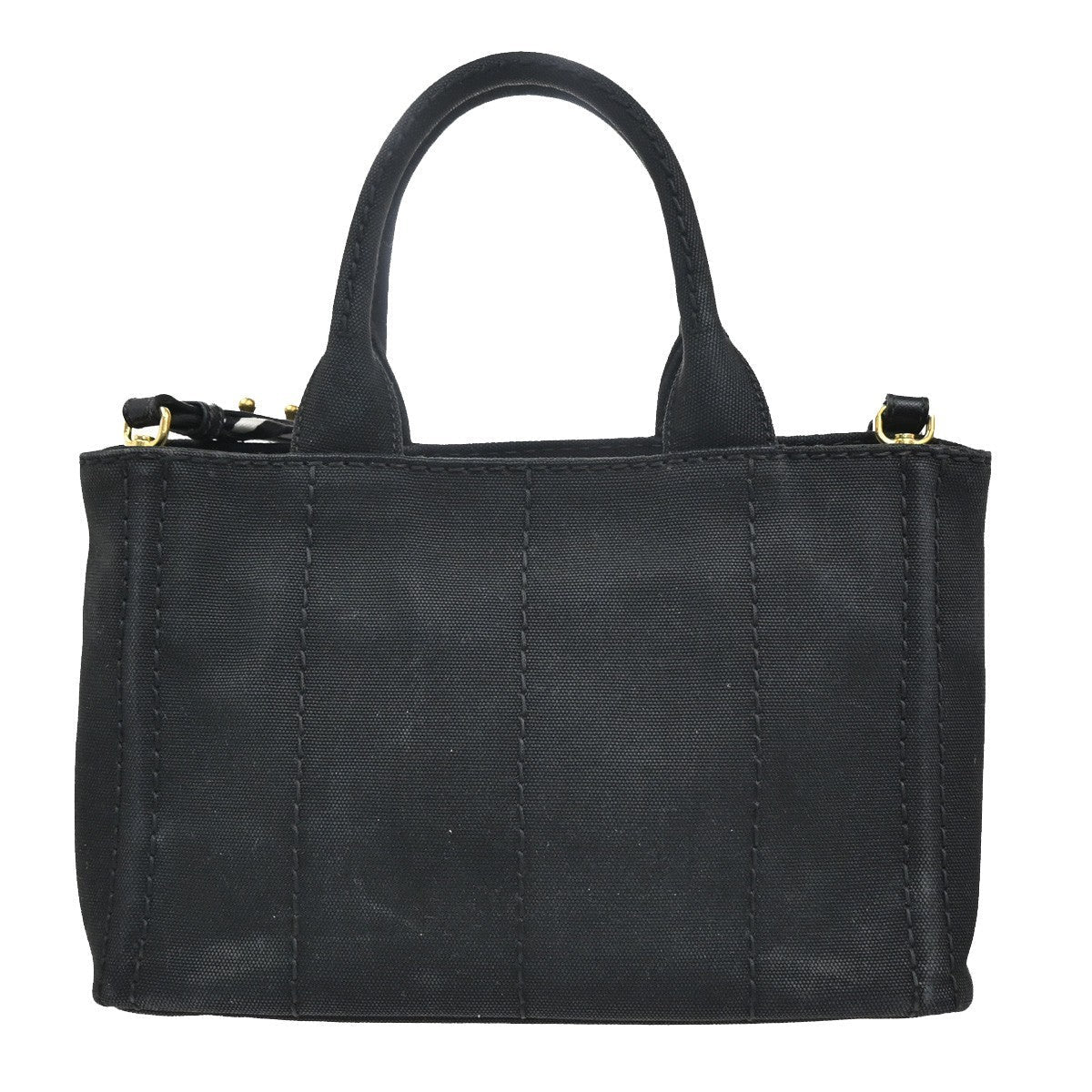 Prada Canapa Convertible Tote Canvas Black Canvas Tote Bag Bag (Pre-Owned)