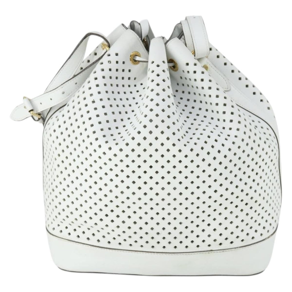 Louis Vuitton Flore Noe Handbag Perforated Leather White Leather Shoulder Bag Bag (Pre-Owned)