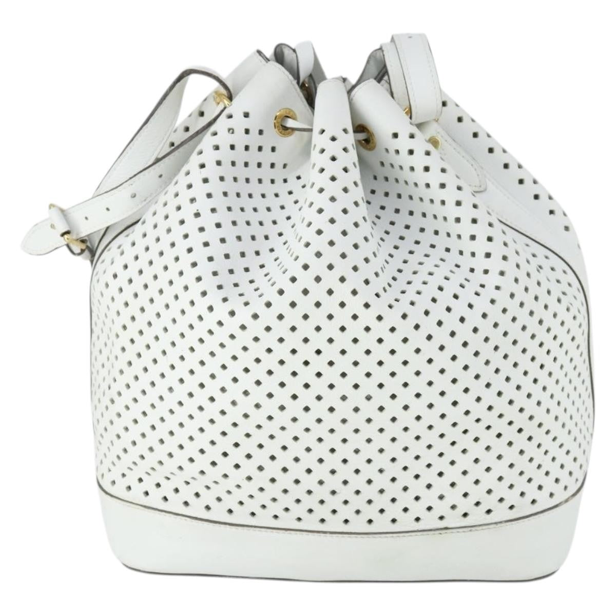 Louis Vuitton Flore Noe Handbag Perforated Leather White Leather Shoulder Bag Bag (Pre-Owned)