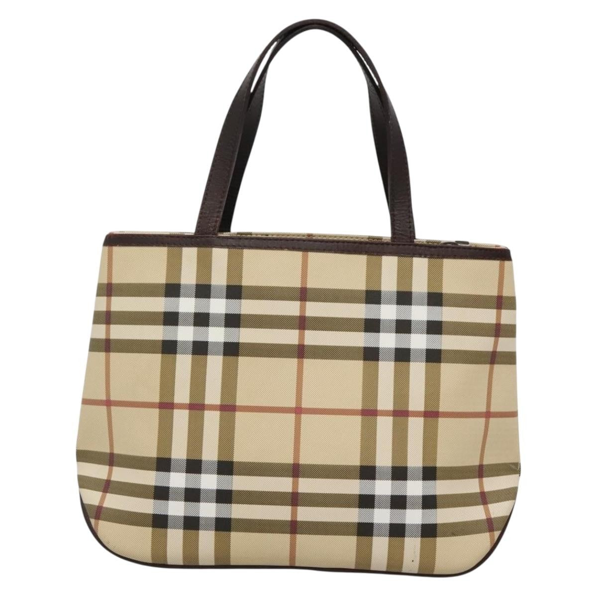 Burberry Nova Check Handbag Nova Check Canvas Beige Canvas Handbag (Pre-Owned)