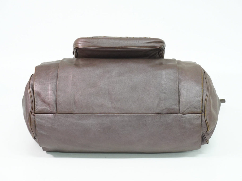 Bottega Veneta Intrecciato Shoulder Bag Leather Brown Leather Shoulder Bag Bag (Pre-Owned)