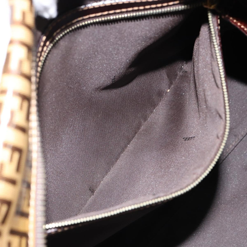 Fendi Zip Tote Canvas Beige Canvas Tote Bag Bag (Pre-Owned)