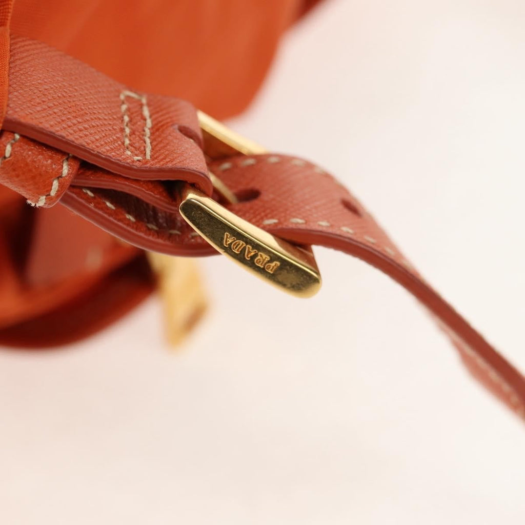 Prada Vela Double Front Pocket Backpack Tessuto With Saffiano Leather Orange Nylon Backpack Bag (Pre-Owned)