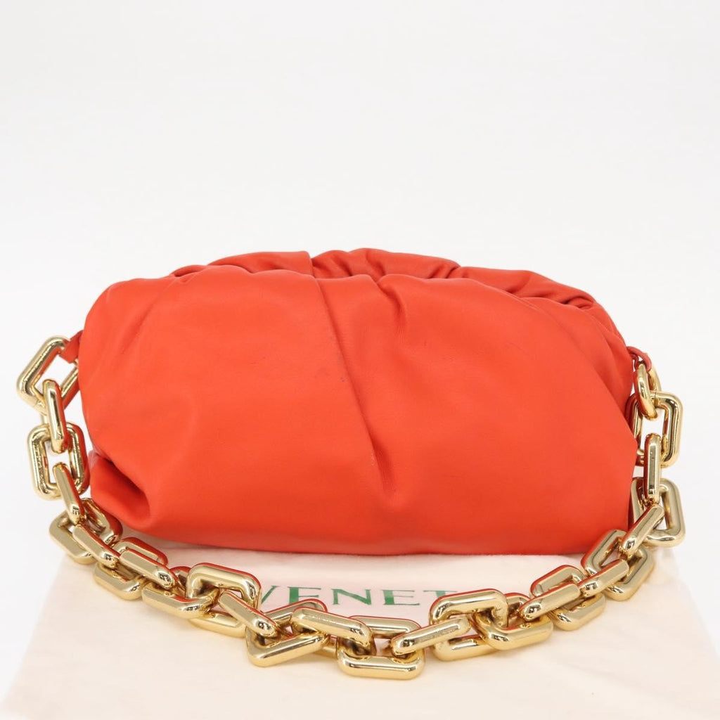 Bottega Veneta The Chain Pouch Leather Orange Leather Clutche & Pouche Bag (Pre-Owned)