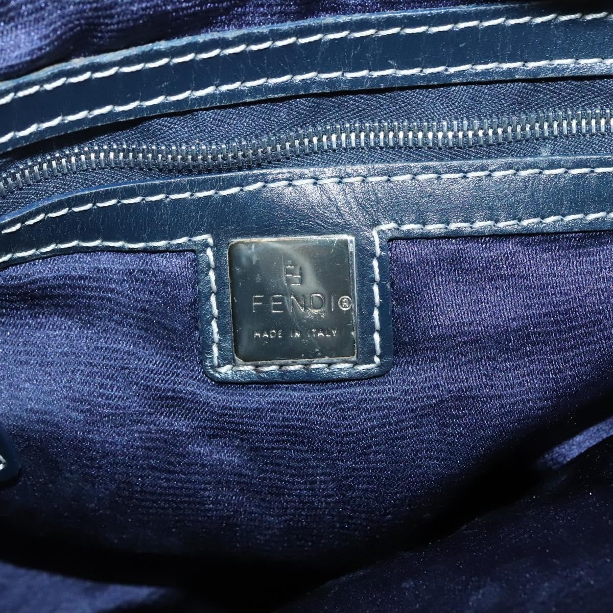 Fendi Ff Logo Mon Tresor Bucket Bag Printed Shearling With Leather Navy Canvas Shoulder Bag Bag (Pre-Owned)