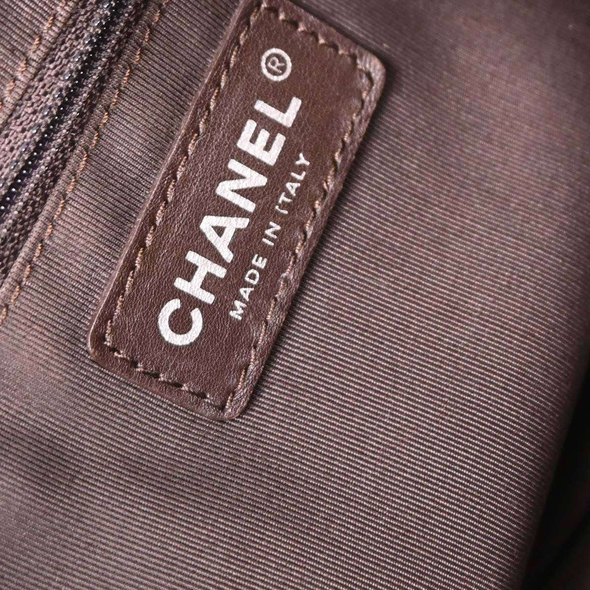Chanel All Day Long Tote Chevron Leather Brown Leather Tote Bag Bag (Pre-Owned)