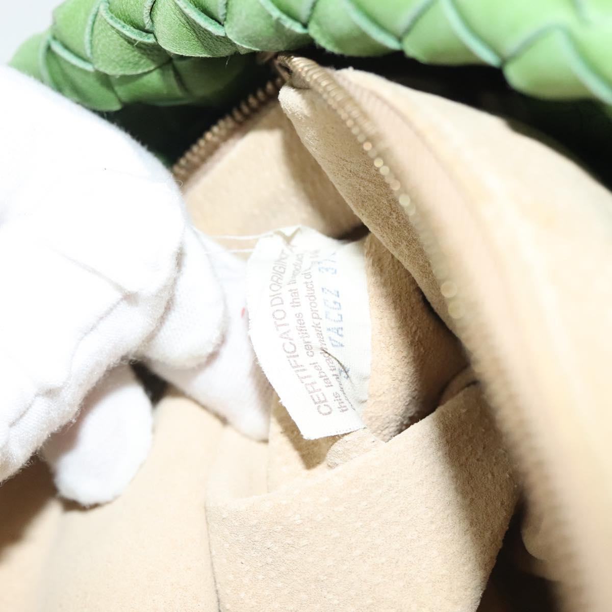 Bottega Veneta Intrecciato Leather Green Leather Handbag (Pre-Owned)