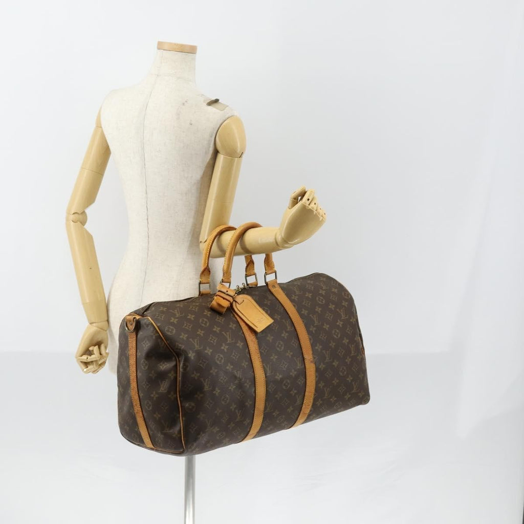 Louis Vuitton Keepall Bandouliere Bag Monogram Canvas Brown Canvas Travel Bag Bag (Pre-Owned)