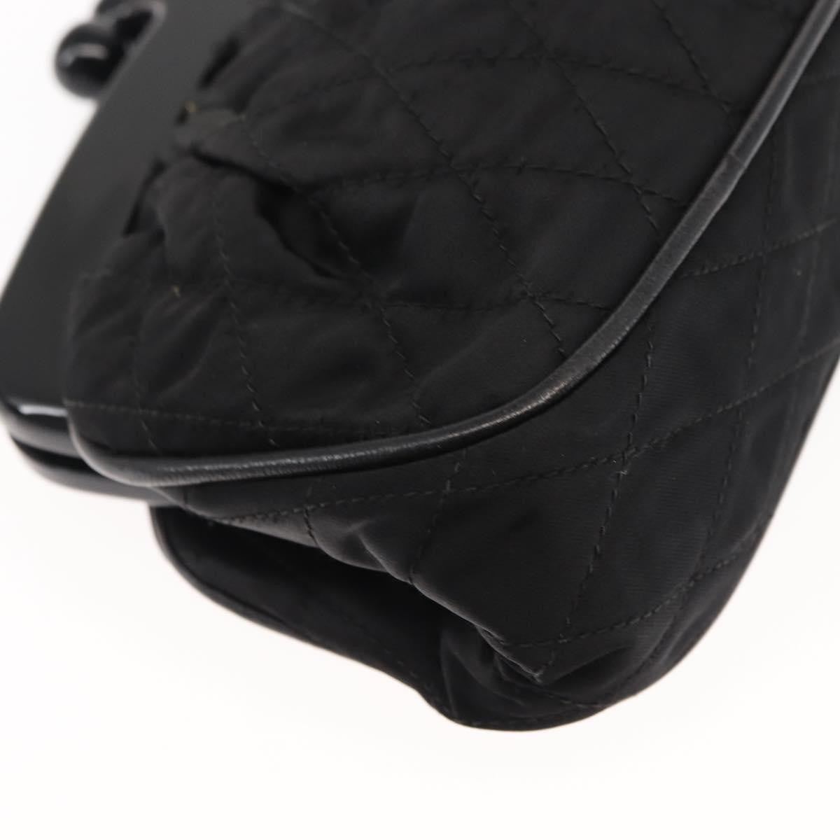 Chanel Chain Clutch Canvas And Leather Black Satin Shoulder Bag Bag (Pre-Owned)