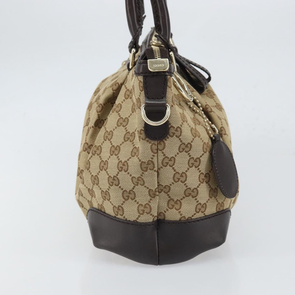 Gucci Sukey Top Handle Satchel Gg Canvas With Leather Beige Canvas Handbag (Pre-Owned)